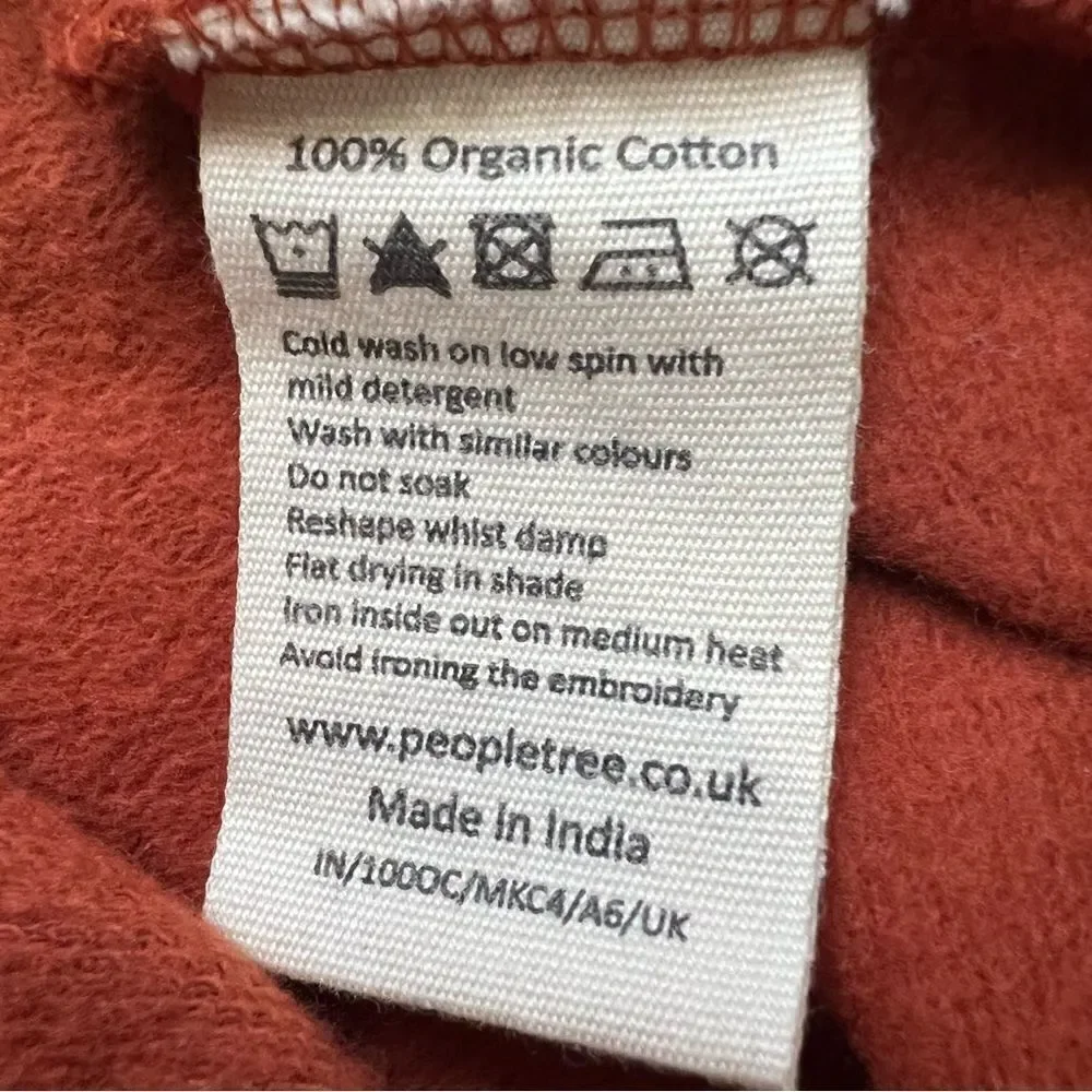 People Tree UK Rust Organic Cotton Pull On Skirt Size 10
